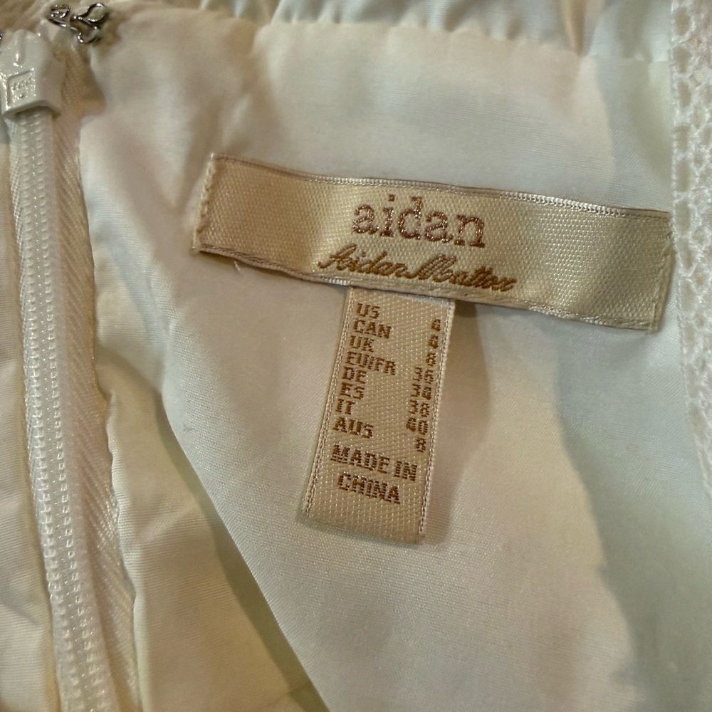 Aidan Mattox Ivory Feminine Fringe Lace Playful Crochet Bridal Party Dress Sz 4 - Picture 12 of 15